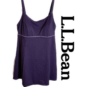 L.L. BEAN Retro Style One Piece Swim Dress Swimsuit UPF 50+ Body Shaping